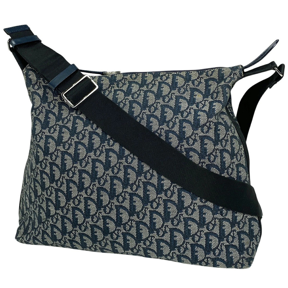 Christian Dior Trotter Crossbody Bag canvas Navy Blue